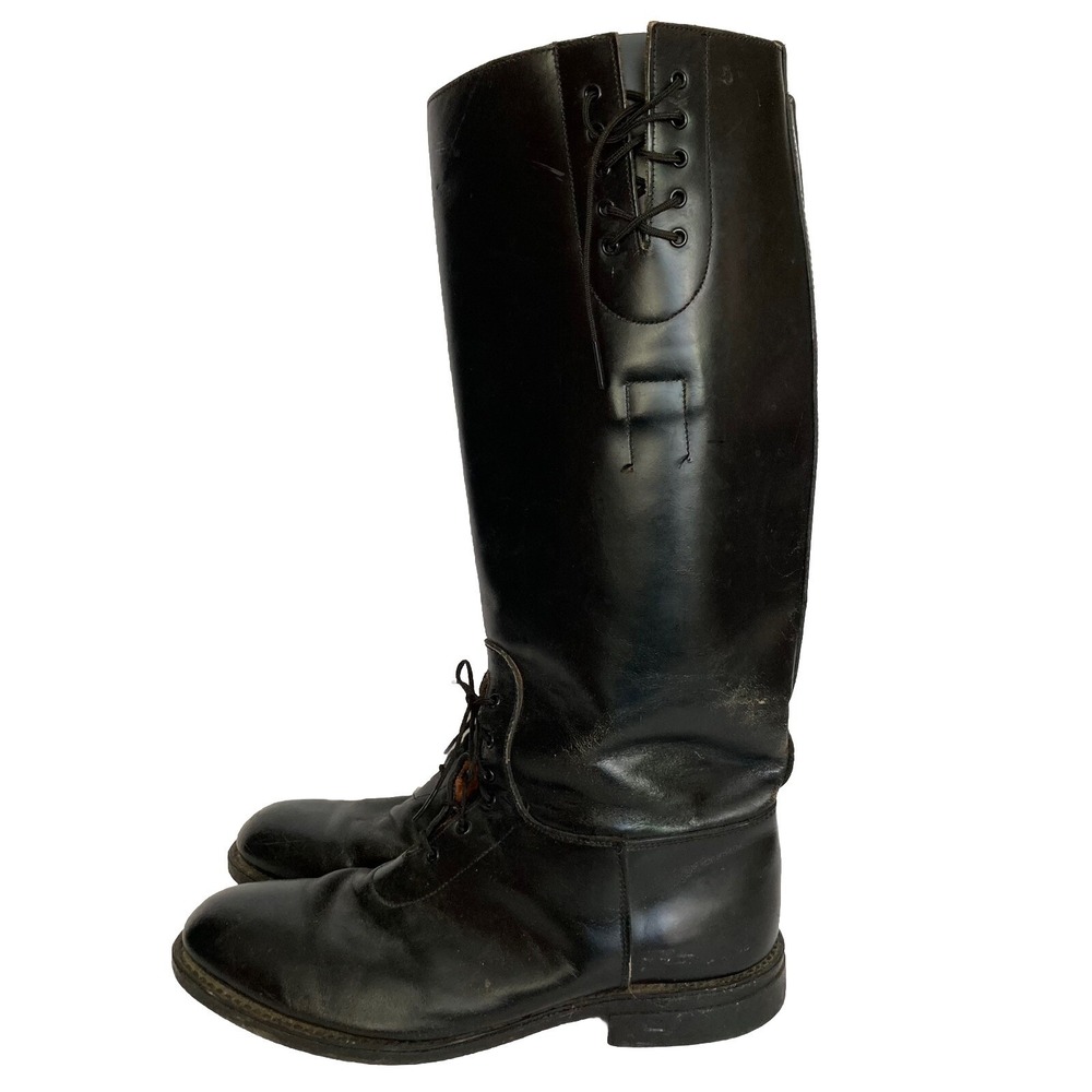 Vtg Service Riding Apparel Black Leather Boots 9.5 E Wide Yonkers NY Made in USA - Picture 9 of 16